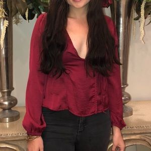 Adora Maroon Satin Top